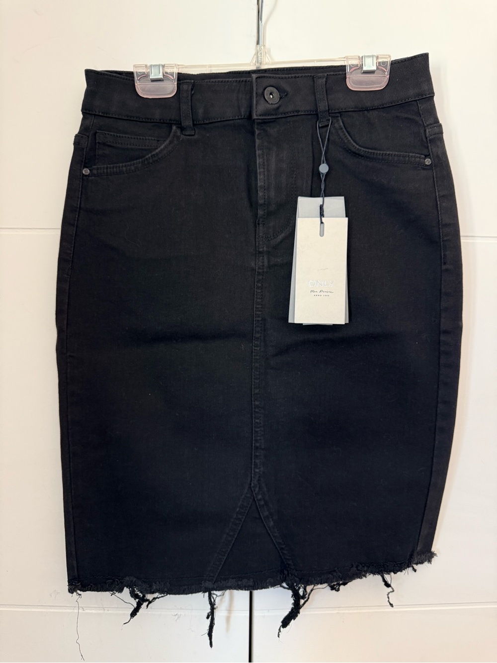NWT ONLY Stretch Black Denim Skirt